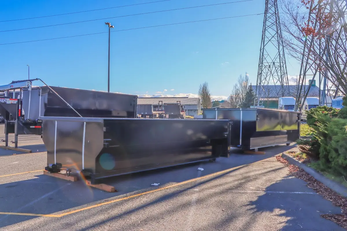 Roll-off dumpster ready for waste disposal at job site for Construction Dumpster Rental in Fremont